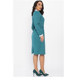 Платье с воротничком Деловой стиль (бирюзовое) П14558-12М