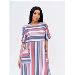 Платье женское Текс-Плюс, цвет красный бежевый синий