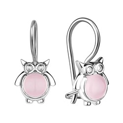 Серьги из серебра розовый кварц, Л-10717