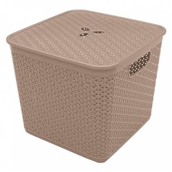 Корзина для хранения Keeplex Rattan со съемной крышкой 21 л, 30×30×28см квадратная KL130511015 морской песок