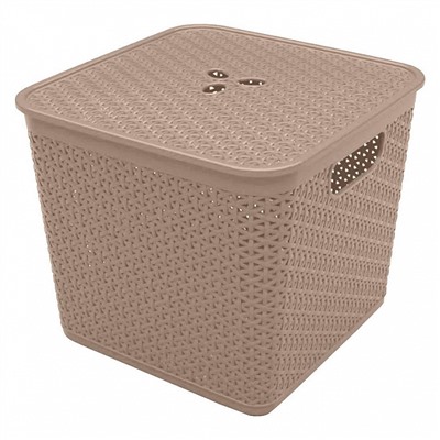 Корзина для хранения Keeplex Rattan со съемной крышкой 21 л, 30×30×28см квадратная KL130511015 морской песок