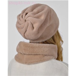 Ангора диагональ с норкой Комплект флис (колпак+снуд) (56-58)