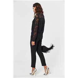 Блузка нарядная кружевная черная