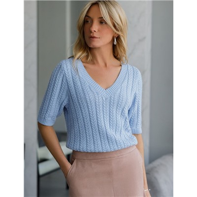 Джемпер фактурной вязки из хлопка с кашемиром