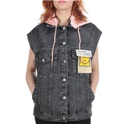 806 BLACK/PINK Джинсовый жилет женский (100% хлопок) размер 60