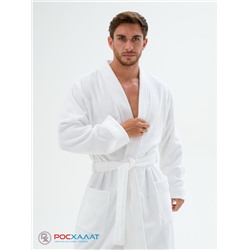 Белый махровый халат с планкой  унисекс белый МЗ-09 (1)
