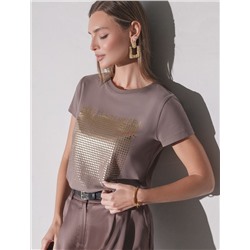 Нарядная футболка с блестящим принтом фольгой