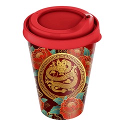 Стакан "IZI-GO" с крышкой 420 мл с декором (красный) 222105906/03