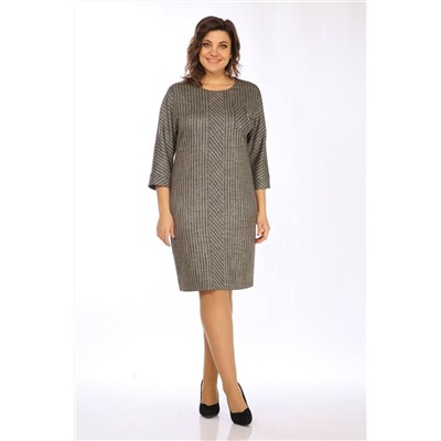 Lady Style Classic 1782 серый_с_оранжевым_клетка, Платье