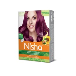 WINE BURGUNDY Nisha Creme Hair Color (ВИННЫЙ БУРГУНДИ крем-краска для волос, Ниша), 20 г + 20 мл + 6 мл.