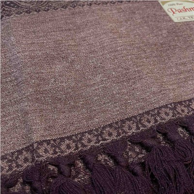 PASHMINA SHAWLS, Тёплый палантин с бахромой, цвет ФИОЛЕТОВЫЙ (размер 200 см. х 100 см.), 1 шт.