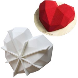 Форма силиконовая «Сердце с гранями 18 см» с ребрами жесткости