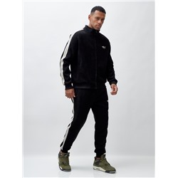 Спортивный костюм мужской демисезонный на флисе черного цвета 330Ch
