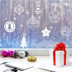 Наклейка для окон «Ёлочные игрушки», многоразовая, 33 × 50 см
