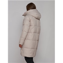 Пальто утепленное молодежное зимнее женское светло-серого цвета 52322SS