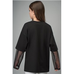 Лонгслив для девочки оверсайз с двойным рукавом Happyfox