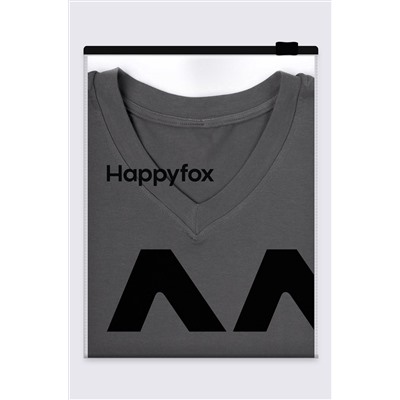 Женская футболка оверсайз с V-вырезом Happyfox