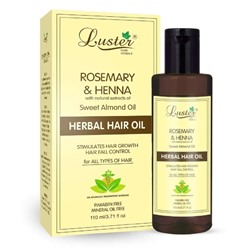 ROSEMARY & HENNA Herbal Hair Oil, Luster (РОЗМАРИН И ХНА травяное масло для волос с экстрактом миндального масла, Ластер), 110 мл.