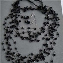 Комплект серьги и колье, цвет черный, 018.726