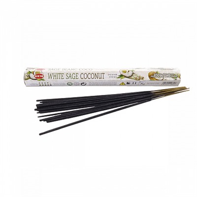 Hem Incense Sticks WHITE SAGE COCONUT (Благовония БЕЛЫЙ ШАЛФЕЙ КОКОС, Хем), уп. 20 палочек.