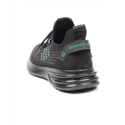 HA106-2 BLACK/GREEN Кроссовки летние мужские (текстиль) размер
