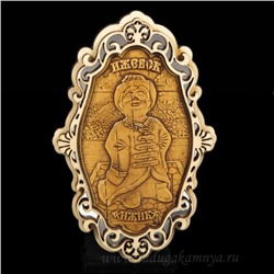 Магнит из бересты г. Ижевск "Ижик" 65*105мм вставка серебристая