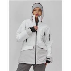 Горнолыжная куртка женская зимняя белого цвета 7077Bl