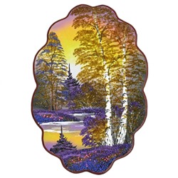 Картина с рисунком из камня, осенний вечер "облачко" 31,5*46см, 700г