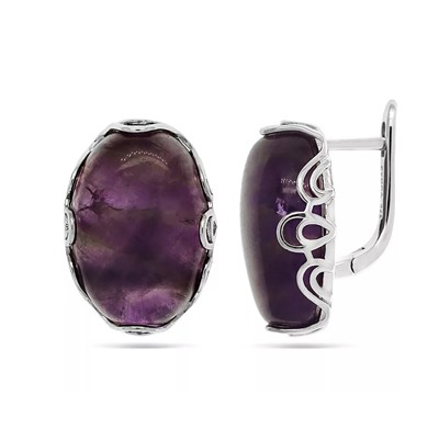 Серьги из серебра аметист, МЦВ218