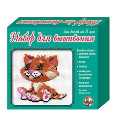 Набор д/вышивания крестиком Котенок  8*10см (схема,канва,пяльцы) 00302