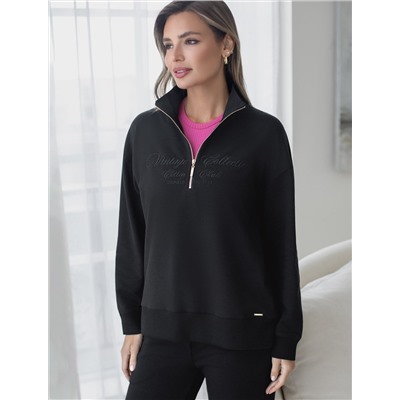 Джемпер с воротом на молнии из футера двухнитки с эластаном