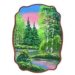Картина с рисунком из камня, летнее утро "прямоугольное" 24*33см, 490г