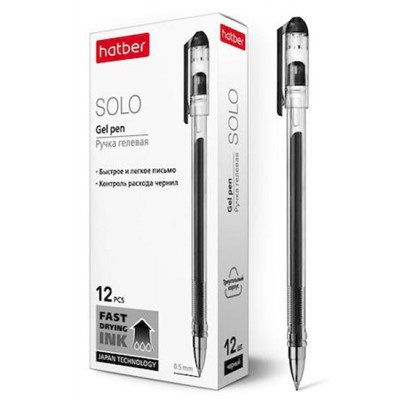 Ручка гелевая "Solo" черная 0.5 мм трехгран.корпус (058620) Хатбер