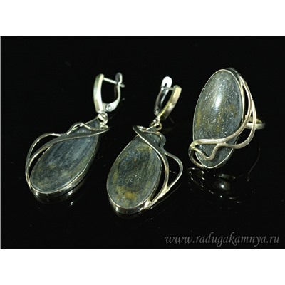 Кольцо и серьги из авантюрина (уткинит), размер-18