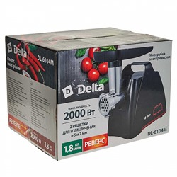 Мясорубка электрическая 2000 Вт DELTA DL-6104M черная с красным