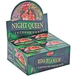Hem Incense CONES NIGHT QUEEN (Благовония конусы КОРОЛЕВА НОЧИ, Хем), уп. 10 конусов.