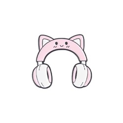 Металлический значок "Кото-наушники"