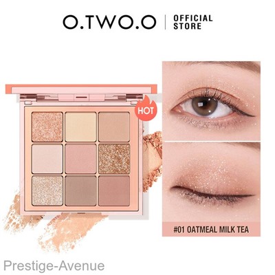 O.TWO.O Палитра теней для век 9 цветов арт. SC042 Oatmeal milk tea #01 10 g.