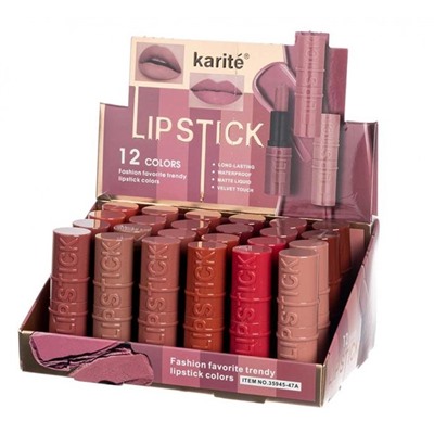 Помада для губ LONG LASTING 12тонов 35945-47(A) (мин.6шт.) Karite