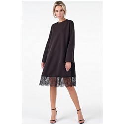 Платье нарядное широкое с кружевом черное