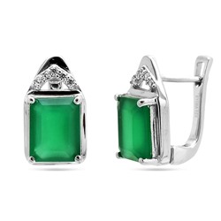 Серьги из серебра зеленый агат, Агафья