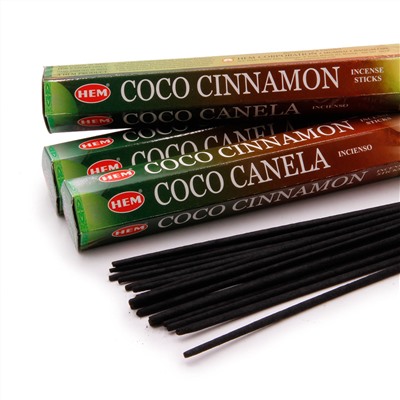 Hem Incense Sticks COCO CINNAMON (Благовония КОКОС КОРИЦА, Хем), уп. 20 палочек.