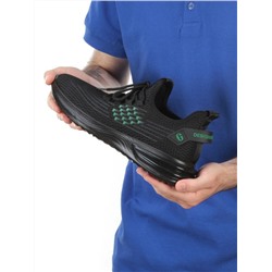 HA106-2 BLACK/GREEN Кроссовки летние мужские (текстиль) размер