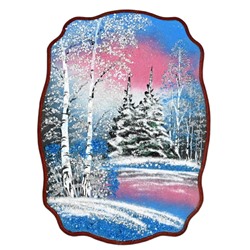 Картина с рисунком из камня, зимнее морозное утро "прямоугольное" 24*33см, 490г