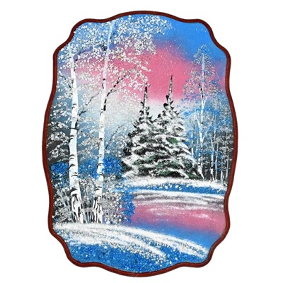 Картина с рисунком из камня, зимнее морозное утро "прямоугольное" 24*33см, 490г