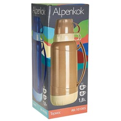 Термос со стеклянной колбой 1,8 л ALPENKOK AK-10106S бежевый