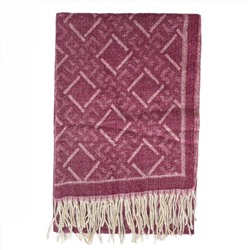 Тёплый индийский палантин С БАХРОМОЙ, цвет БОРДОВЫЙ (размер 196 см. х 68 см.), 1 шт.