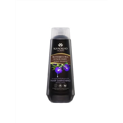 BUTTERFLY PEA & FALSE DAISY Herbal Shampoo HAIR DARKENING, Khaokho (КЛИТОРИЯ И ЭКЛИПТА, Травяной бессульфатный шампунь ДЛЯ ТЕМНЫХ И ТУСКЛЫХ ВОЛОС, Кхаокхо), 185 мл.