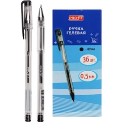 Авторучка гел. черн. Profit прозр.корп. с прозр. корпусом (выпис.по 2шт.) Проф-Пресс РГ-6834