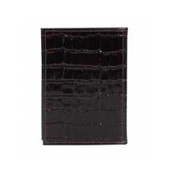 Обложка для авто+паспорт Premier-О-77 (4 внут карм)  натуральная кожа коричневый темный крокодил (83)  202940